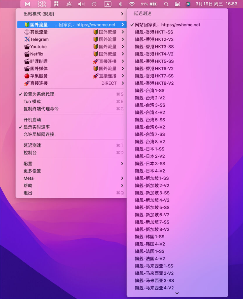 ClashX Meta 选择代理节点 ClashX Meta 选择代理节点